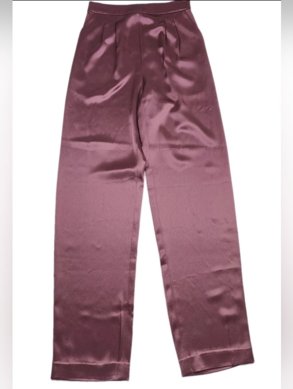 Cinq A Sept Women's Alexi Satin High Waist Nocturne Dark Pink Pants Size 0 (34L)